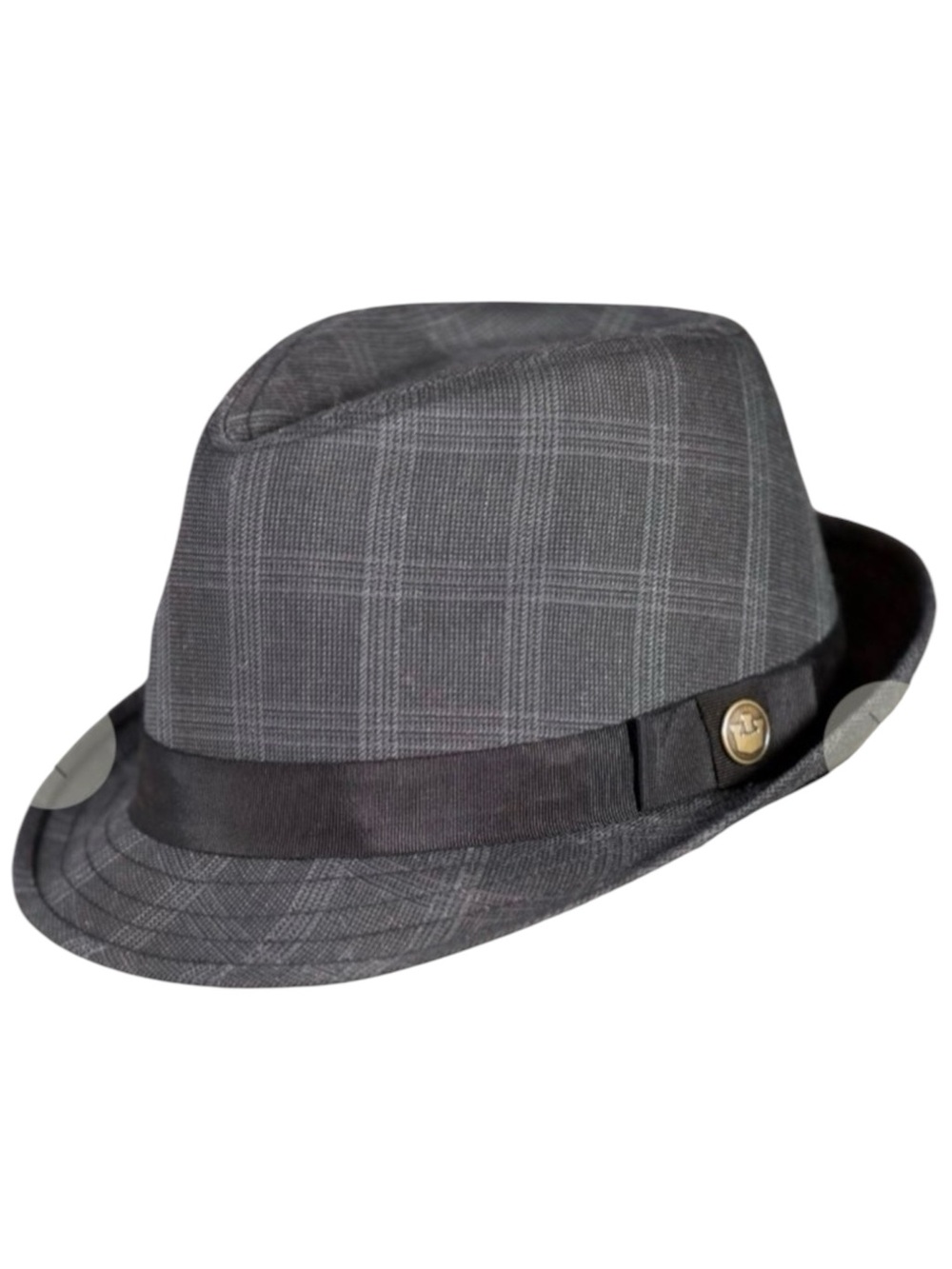 Theodore Goorin Brothers Fedora Hat Black Gray Plaid Medium Academia Gangster